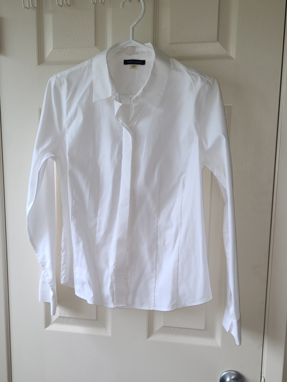 COTTON Tommy Hilfiger White Button-Up Dress Shirt - Slim Silhouette